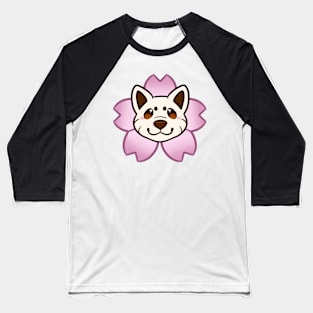 Sakura Shiba Inu - Cream Baseball T-Shirt